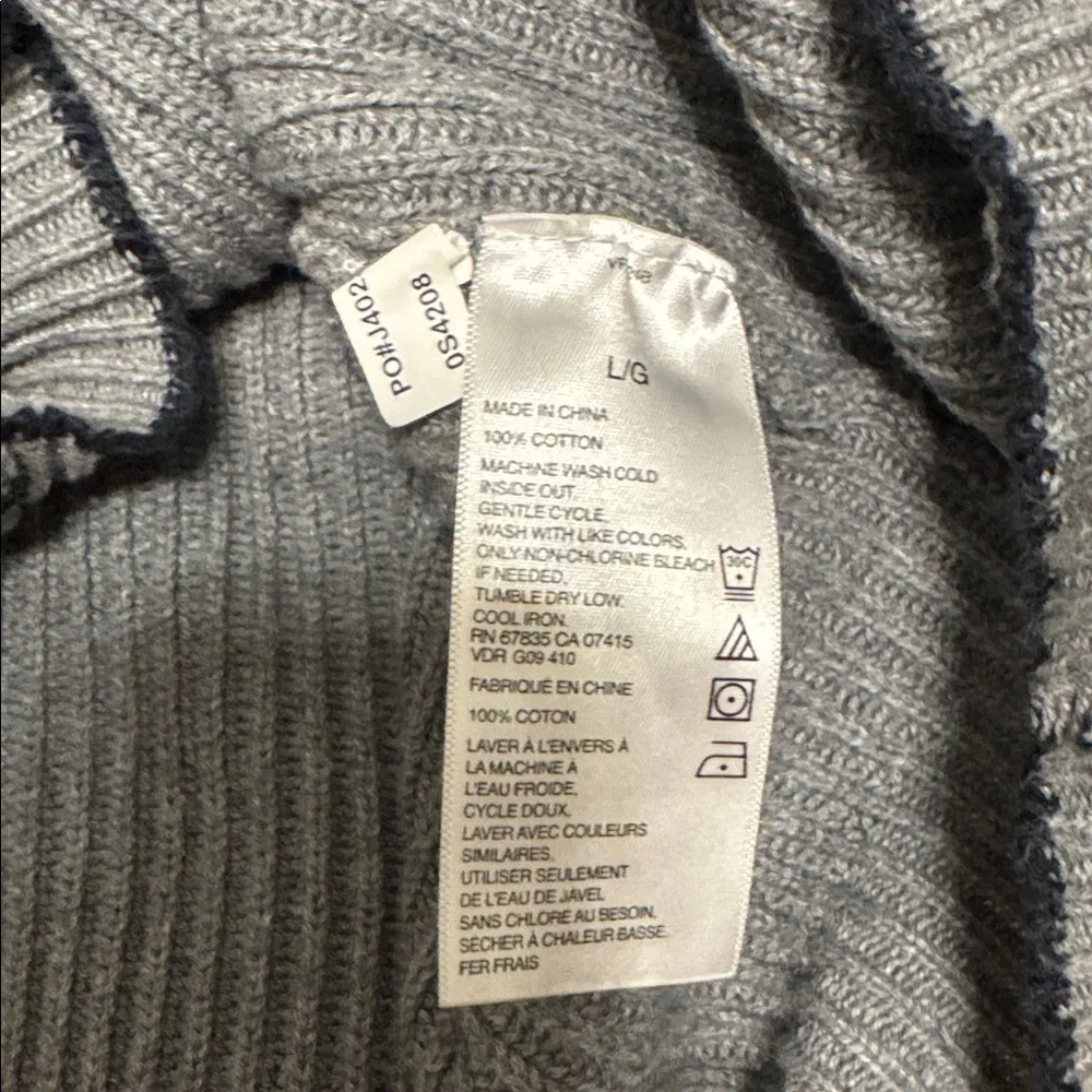 Y2K Nautica Jeans Mens Preppy Sailing Mall Gray 1/4 Zip Pullover Sweater Sz. Lg